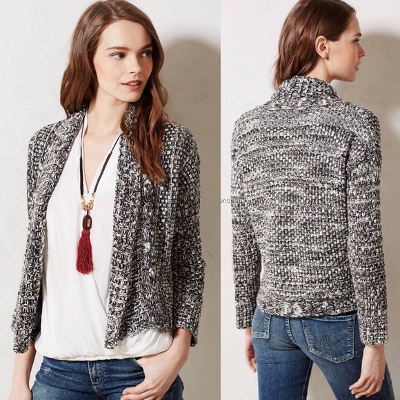 Anthropologie Sweaters - Anthropologie Moth gray marled open cardigan XS